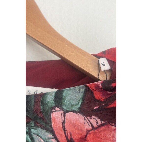 SANDRO Women's Velvet Velour Floral Dress Whimisgoth Dark Romance Silk Blend 38 - Picture 10 of 12